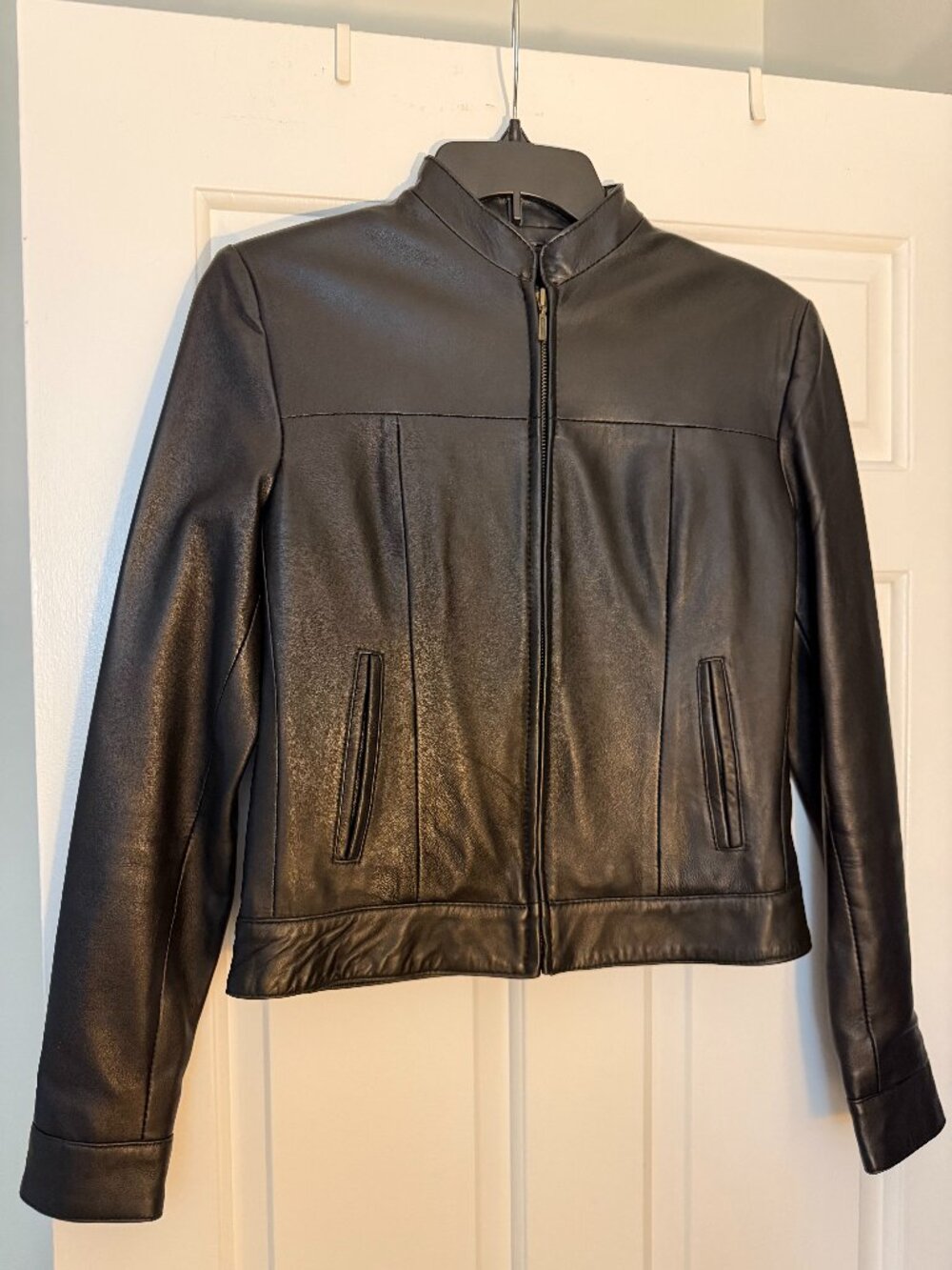 Vintage Superior NY Collection USA Leather Collarless Cafe Racer Jacket Size S/M